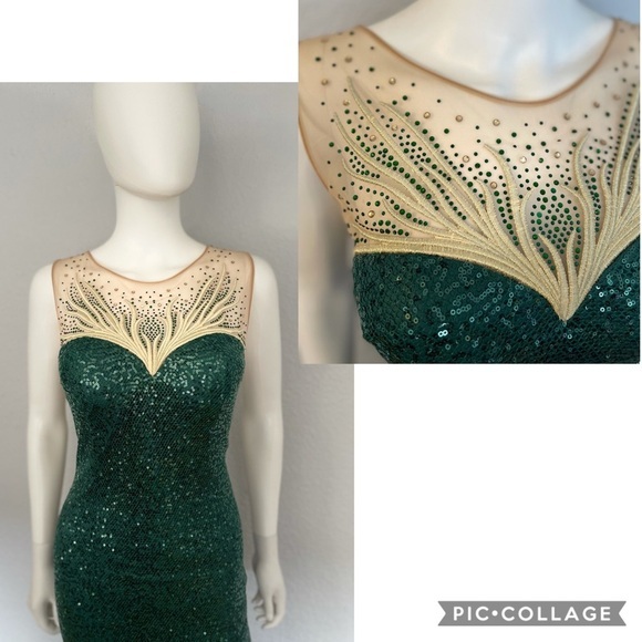 NWT LONG MERMAID PROM DRESS SEQUINS WEDDING GOWN LINED SPECIAL OCCASION EVENT - Picture 4 of 9